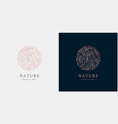 Linear Plant Logo Circle Luxury Organic