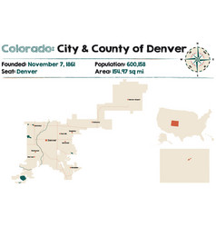 Map City County Denver In Colorado