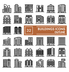 Buildings Line Icon Set Hous Symbols Collection