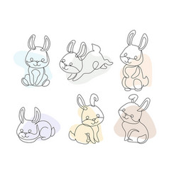 Set Of Line Rabbits