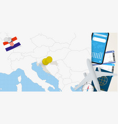 Travel To Croatia Concept Map With Pin On Map