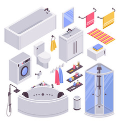 Bathroom interior isometric Royalty Free Vector Image