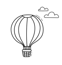 Hand Drawn Doodle Of Hot Air Balloon In Clouds