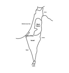 Palestine And Israel Outline Map Editable Eps