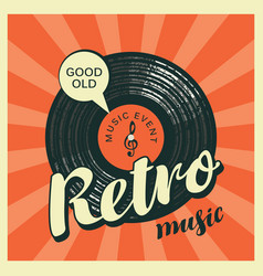 Poster retro music with vinyl record and player Vector Image