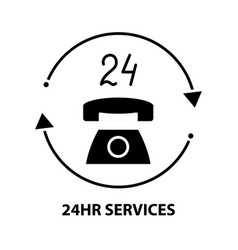 24hr Services Icon Black Sign