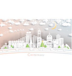 Chisinau Moldova Winter City Skyline In Paper Cut