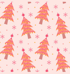 Cute Pink Christmas Tree With Garland