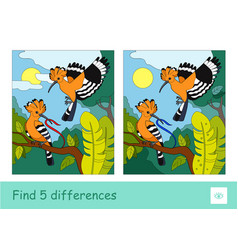 Find Five Differences Quiz With Two Hoopoes