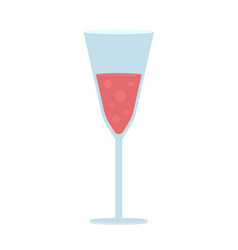 Glass Of Sparkling Wine Semi Flat Color Object