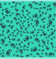 Black Garbage Truck Icon Isolated Seamless Pattern