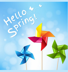 Colorful Pinwheels With Blue Sky Spring Poster