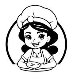 A Cute Cartoon Chef Girl With A Plate Of Food