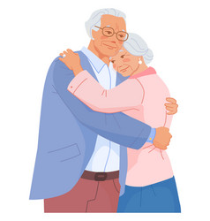 Happy Old Couple Hugging Embracing Seniors