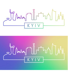 Kyiv Skyline Colorful Linear Style Editable