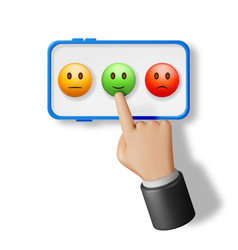 3d Customer Rating Smile Emoticons In Mobile Phone