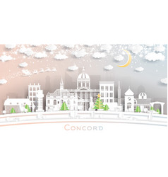 Concord New Hampshire Winter City Skyline