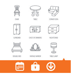 Corner Sofa Table And Cupboard Icons