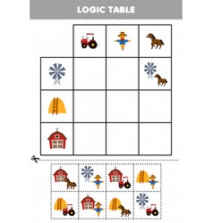 Education Game For Children Logic Table Cut