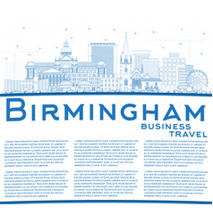 Outline Birmingham Uk City Skyline With Blue