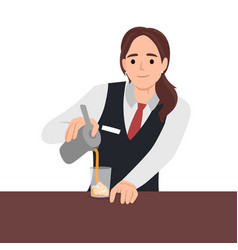 Young Woman Bartender Making Cocktail Concept