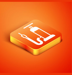 Isometric Bicycle Air Pump Icon Isolated On Orange