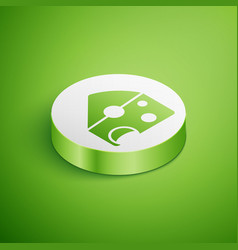 Isometric Cheese Icon Isolated On Green