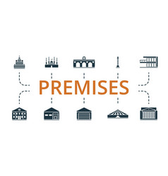 Premises Icon Set Monochrome Simple Icon