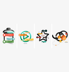 Set Of Infographics With Line Design Icons