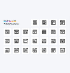 25 Website Wireframe Line Icon Pack