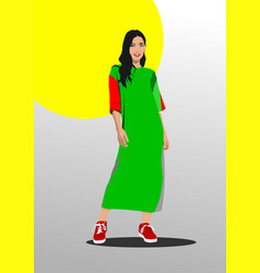 Fashion Woman Silhouette 3d Hand Drawn