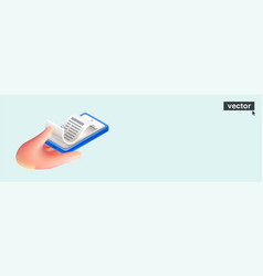 Hand Holding Smartphone With Paper Bill Isometric