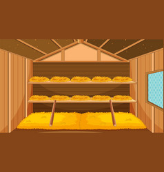 Inside Of A Chicken House Hay And Straw For Egg