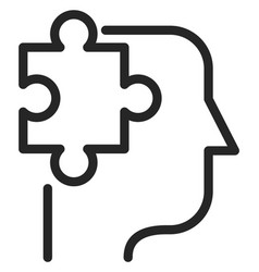 Problem Solving Line Icon Head With Puzzle Piece