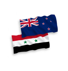 Flags Of New Zealand And Syria On A White