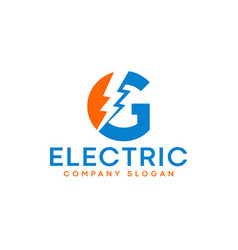 Letter G Lightning Electric Logo With Lighting