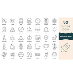 Set Of Around The World Icons Thin Outline Icons