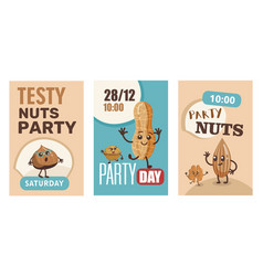 Set Of Happy Nuts Characters Invitations