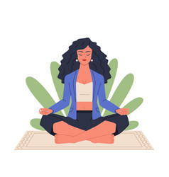 Young Business Woman In A Lotus Position On Rug