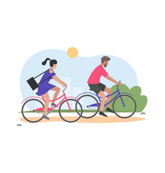 Couple With Bicycles On Sunny Day