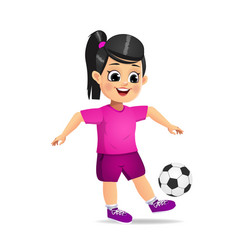 Cute Girl Kid Playing Soccer