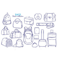 Hand Drawn Travel Luggage Set