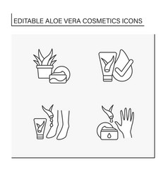 Aloe Vera Cosmetics Line Icons Set