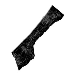 Gaza Strip Map Detailed Black Map Strip