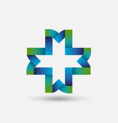 Healthy Care Symbol Cross Intertwined Ribbons