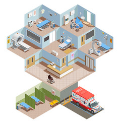 Hospital Rooms Isometric Composition