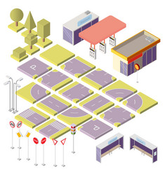 Isometric elements of road sections Royalty Free Vector