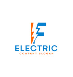 Letter F Lightning Electric Logo With Lighting