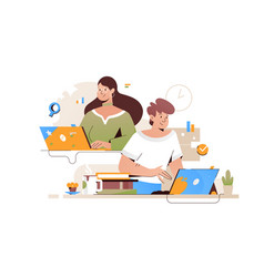 Man And Woman Colleagues Working In Office