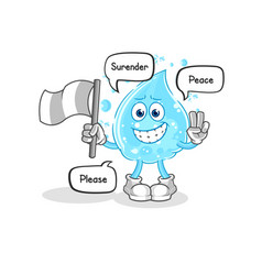 Soda Water Hold Surrender Flag Mascot Cartoon